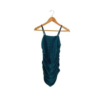 Sparkling Teal Ruched Dress